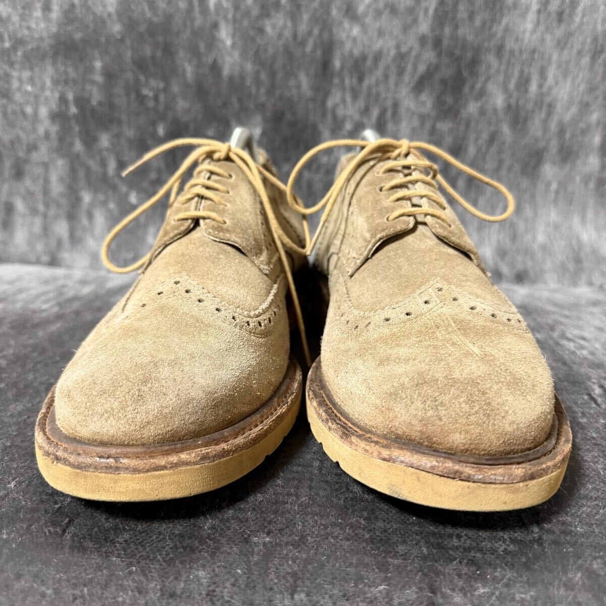FRYE フライ ウイングチップ カジュアルシューズ ビジネスシューズ スエード レースアップシューズ グレージュ 8 1/2 D 26.5cm相当 ＊EJ_画像4