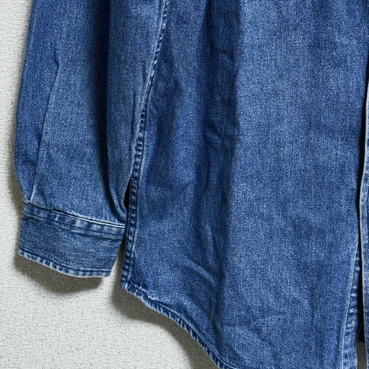 Calvin Klein Jeans カルバンクライン デニムシャツ 長袖シャツ カットソー ボタンダウンシャツ BD ブルー メンズ サイズ S ＊DE_画像7