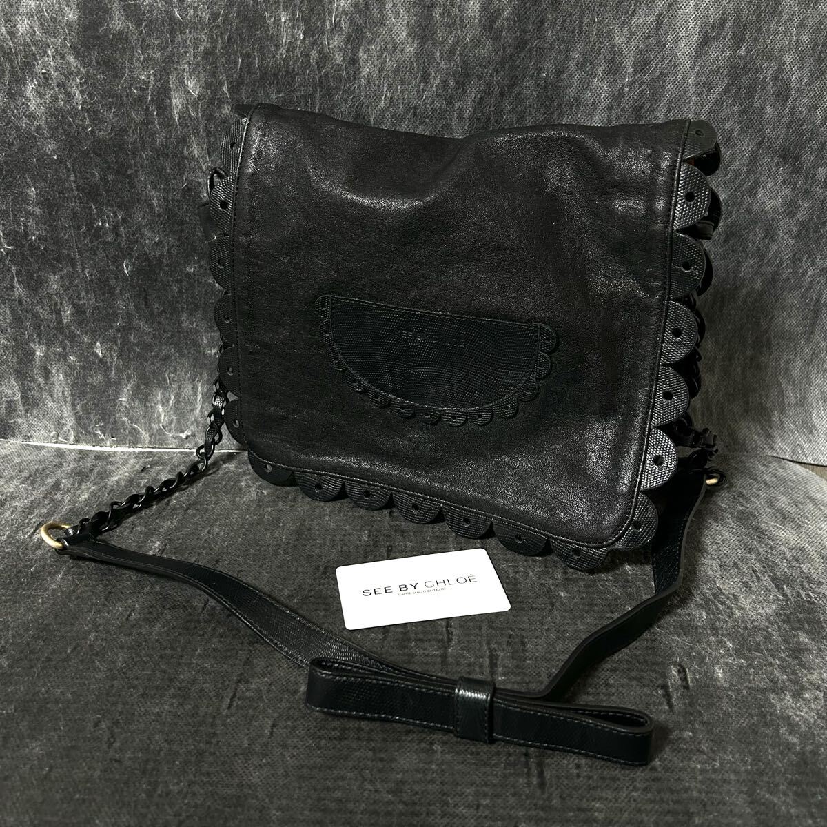 SEE BY CHLOE シーバイクロエ　ショルダーバッグ レザー　チェーン型　ブラック　＊EX_画像1