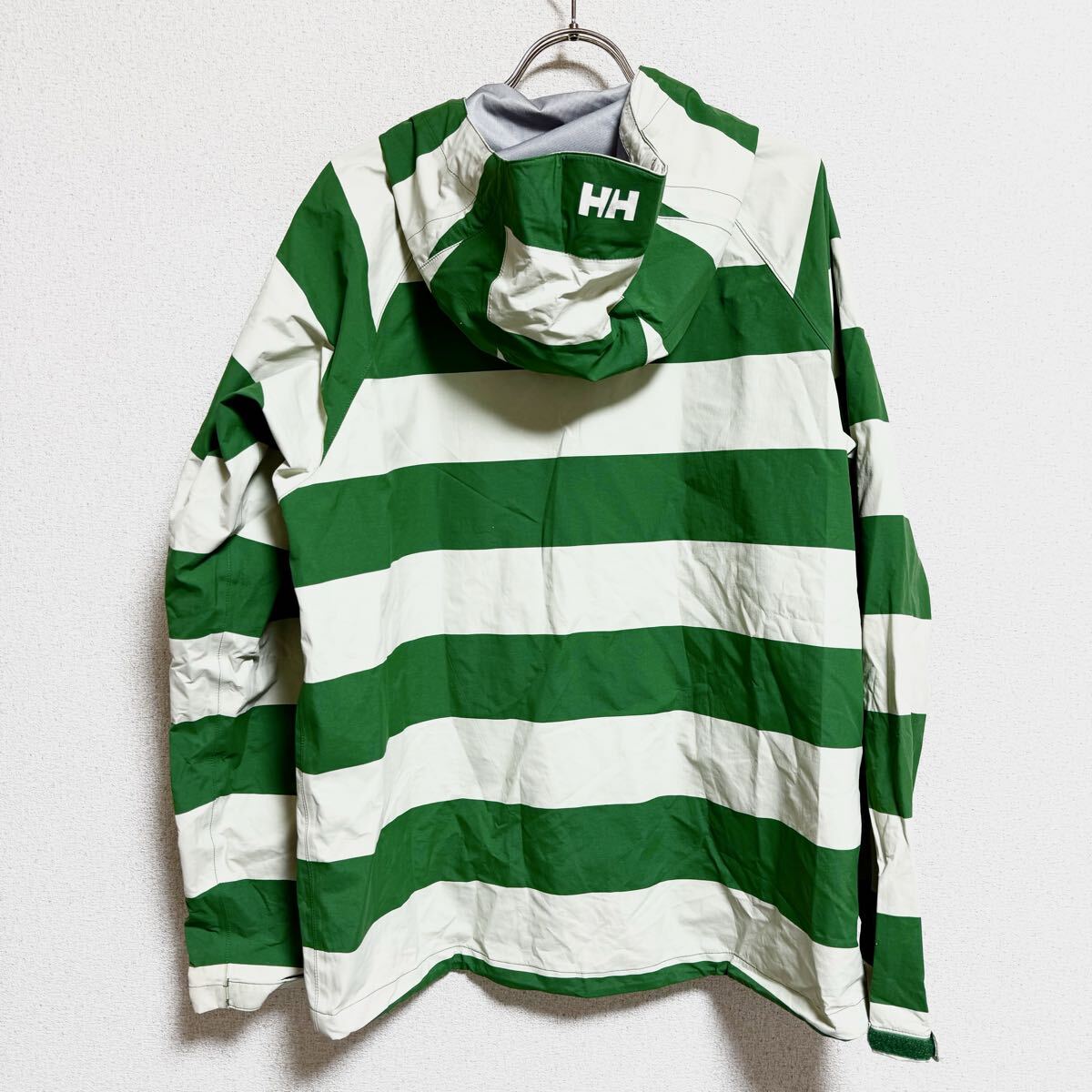 HELLY HANSEN ヘリーハンセン マウンテンパーカー ナイロンパーカー ジャケット ボーダー グリーン系 メンズ サイズ M相当 ＊DF_画像3