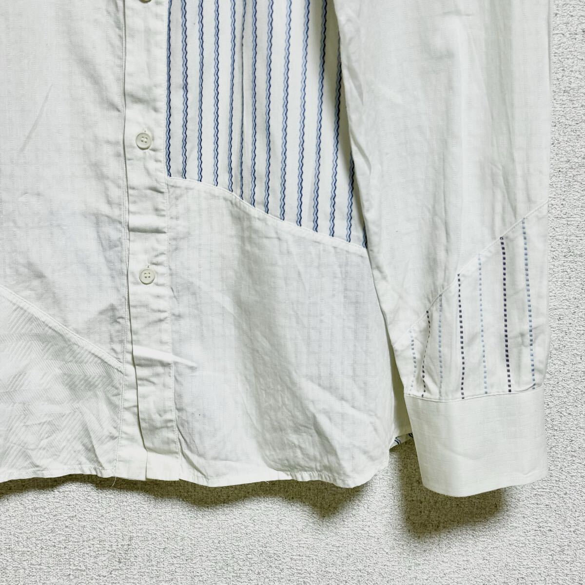  Италия производства VERSACE Versace рубашка с длинным рукавом cut and sewn дизайн рубашка k Lazy образец оттенок белого мужской размер L соответствует *DD