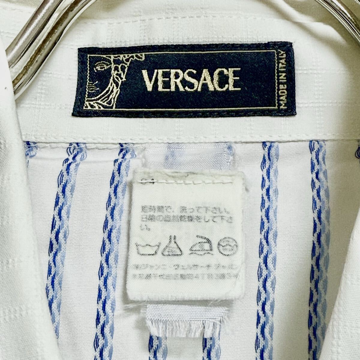  Италия производства VERSACE Versace рубашка с длинным рукавом cut and sewn дизайн рубашка k Lazy образец оттенок белого мужской размер L соответствует *DD