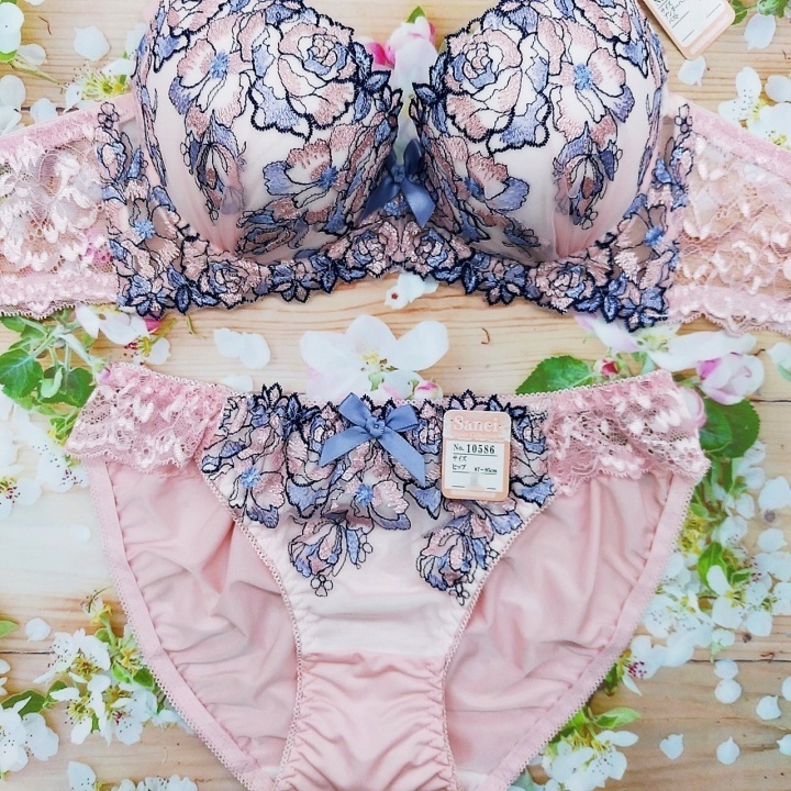 Zc8033◆新品 ブラショーツセット【C80/L】下着 ランジェリー 脇高 美谷間 美胸 2色ローズ ピンク_画像2