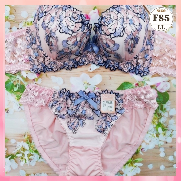 Zf8529◆新品 ブラショーツセット【F85/LL】下着 ランジェリー 脇高 美谷間 美胸 2色ローズ ピンク_画像1