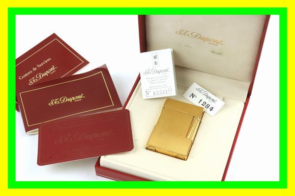 ★1円スタート★稼働品★美品★S.T.Dupont/デュポン★ライン2★ゴールド★フリント ローラー ガスライター★ギャラ 箱付属★Aランク★_画像1