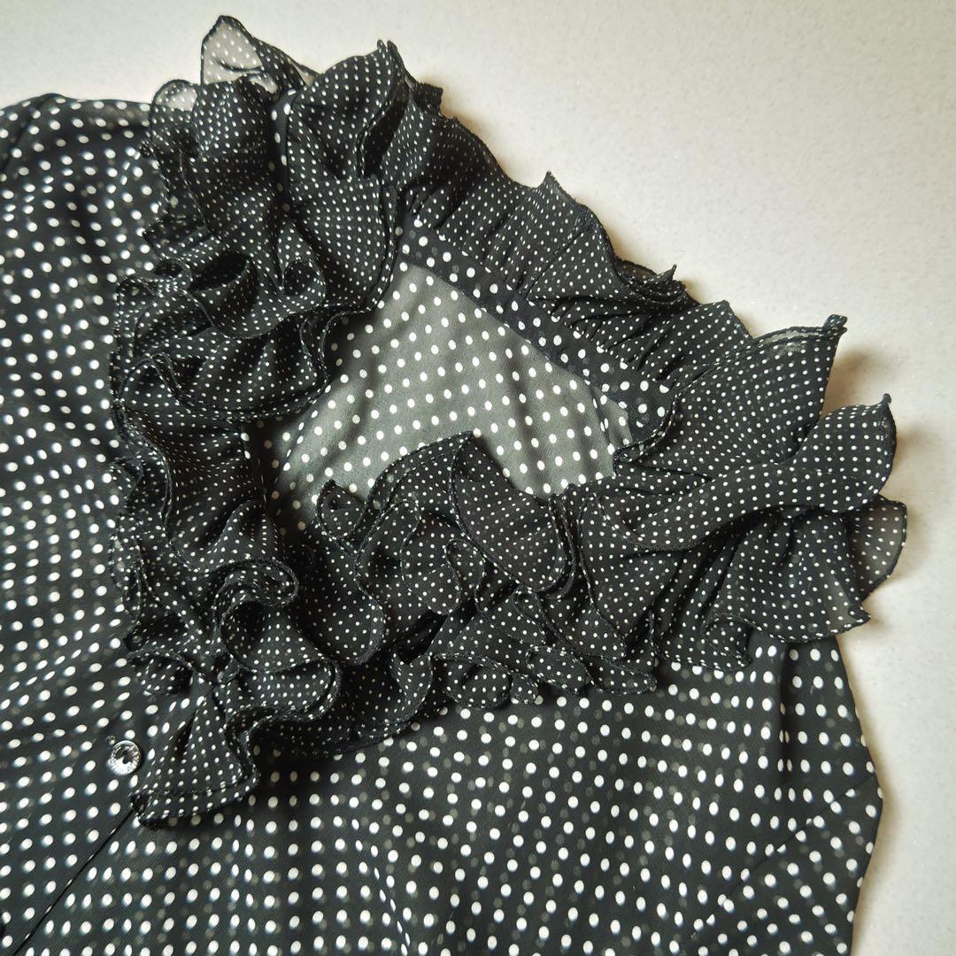 ランバン　セットアップ　フリルブラウス　スカート　シアー素材　透け感あり　ドット柄　LANVIN COLLECTION　白黒　可愛い　お洒落　_画像7