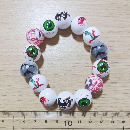 目玉 ブレスレット ゴム かぼちゃ コウモリ 血 グッズ ハロウィン ホラー 個性的 仮装 コスプレ 衣装 目_画像1