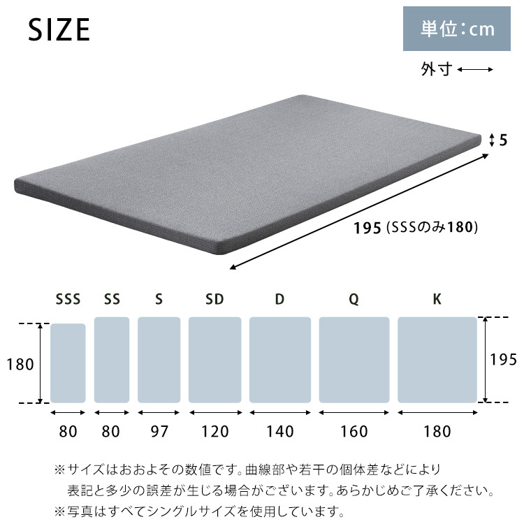 高反発ウレタンマットレス【Beleza5-ベレーザ・ファイブ-】(シングル) ORM-05S-GY グレー_画像3