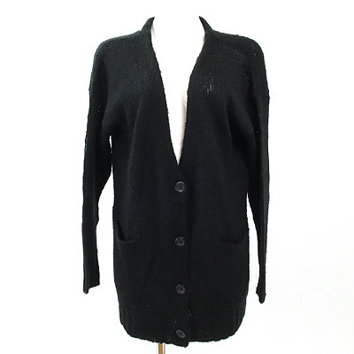エイチ & エム H&M 黒 ロング ニット カーディガン 38_画像1