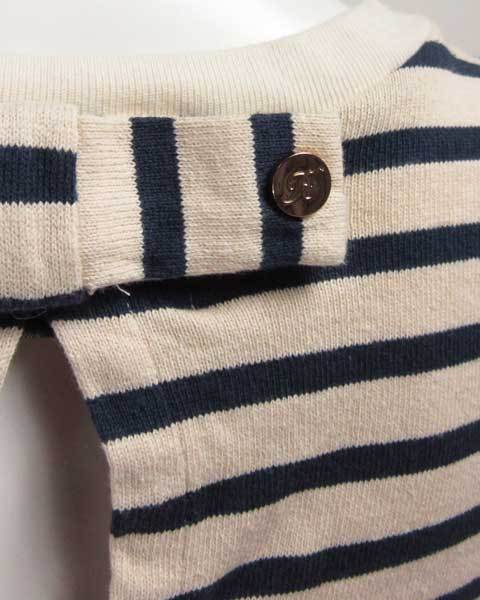 ka on Kaon бежевый темно-синий окантовка короткий рукав лента tops cut and sewn S