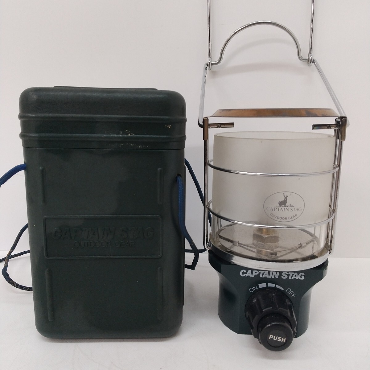 27 中古 キャプテンスタッグ ガスランタン CAPTIN STAG M-7907 09769 パール金属 着火確認 キャンプ アウトドア 現状品_画像1