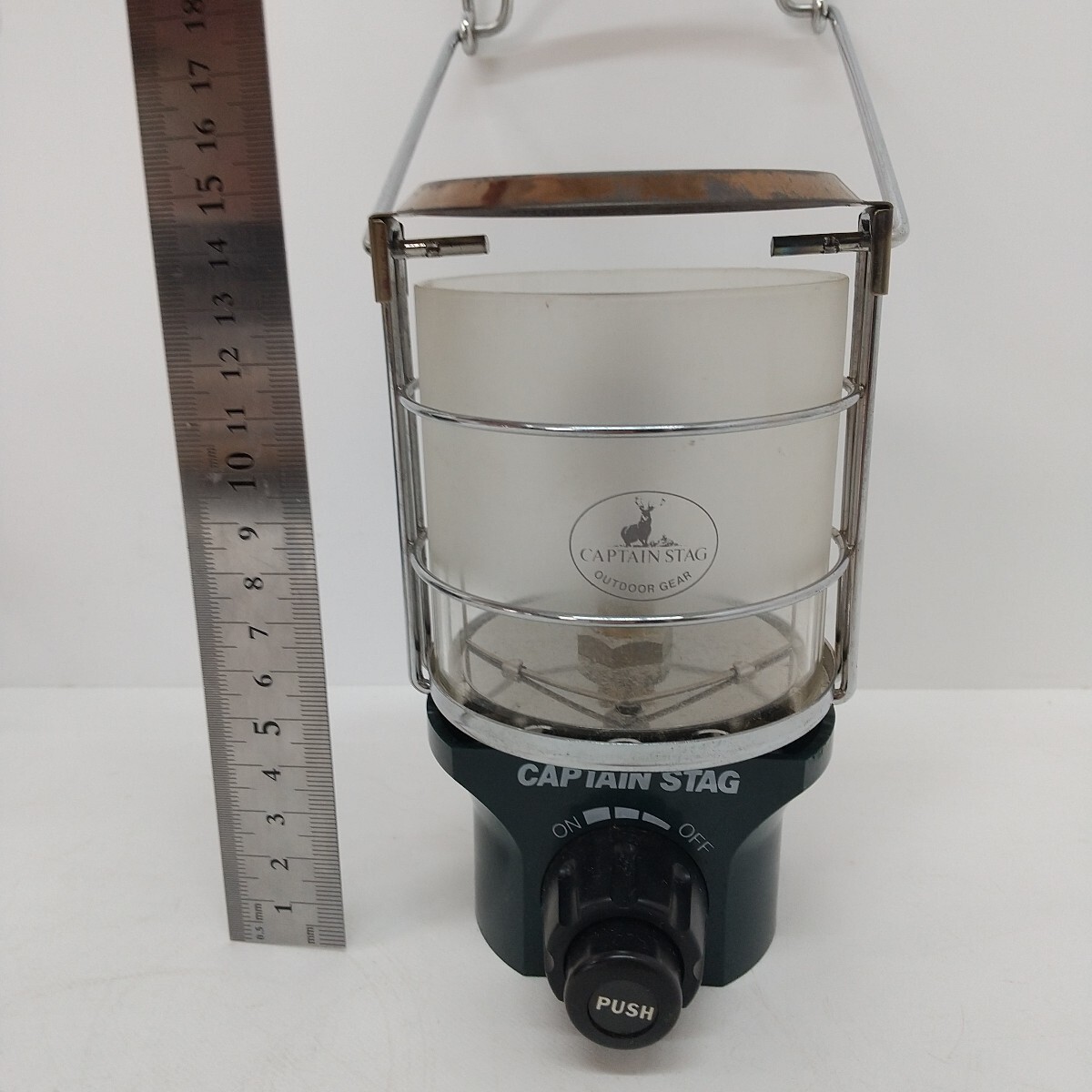 27 中古 キャプテンスタッグ ガスランタン CAPTIN STAG M-7907 09769 パール金属 着火確認 キャンプ アウトドア 現状品_画像3