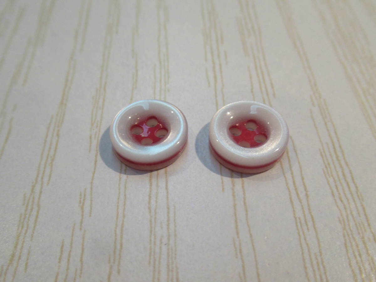 手芸 和洋裁用釦 ボタン カラフルボタン(9mm10個入り)シロxレッド bhdv8-29_画像2