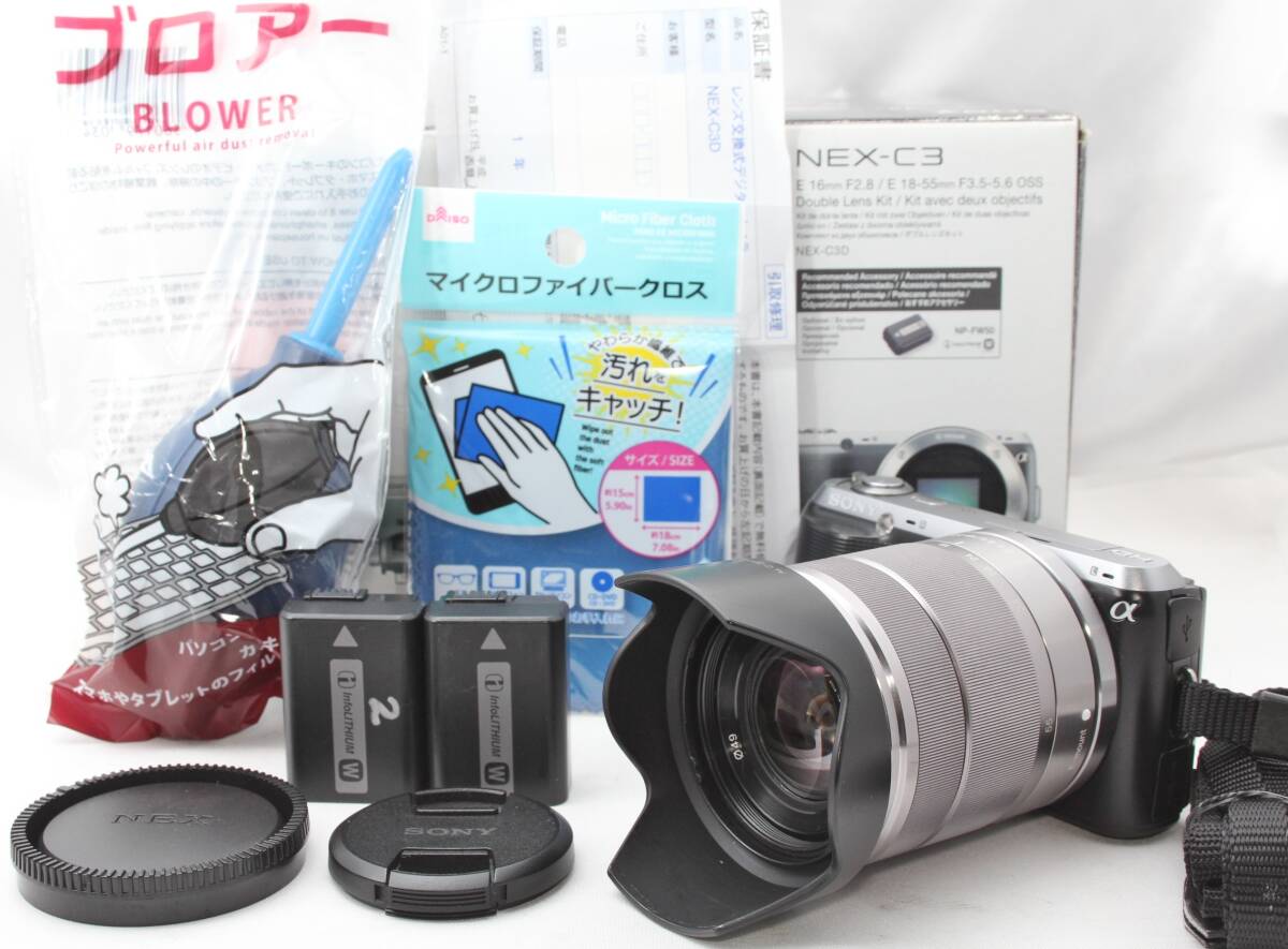 *[ рабочее состояние подтверждено 0 начинающий . рекомендация ] SONY NEX-C3 ( черный ) * E18-55mm F3.5-5.6 OSS * аккумулятор 2 шт линзы капот с коробкой 