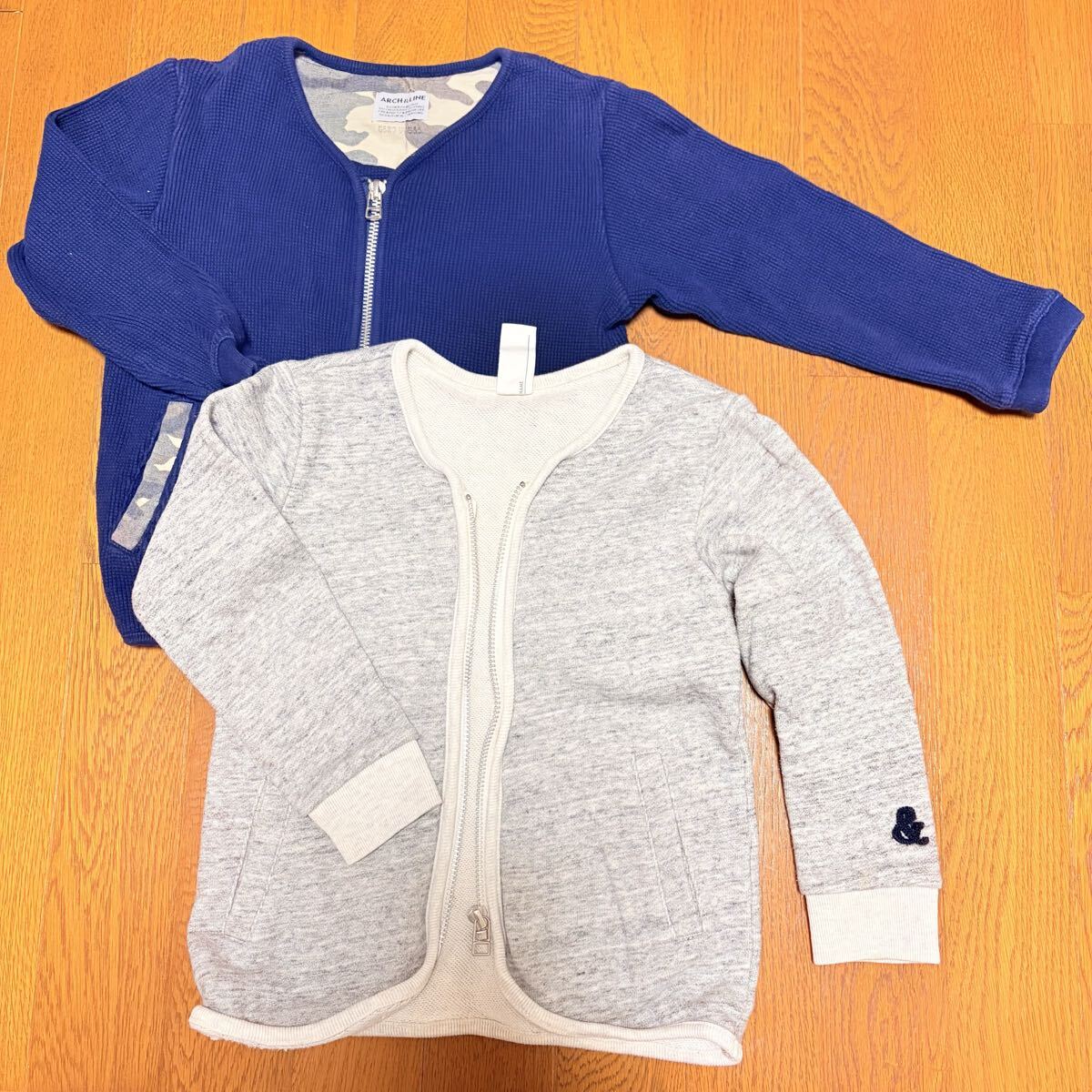 パーカー カーディガン 子供服 キッズ 115 グレー ネイビー アウター スウェット素材 ARCH&LINE ジップアップ_画像1
