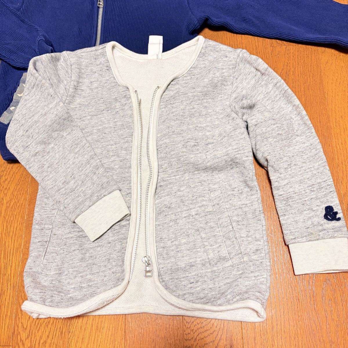 パーカー カーディガン 子供服 キッズ 115 グレー ネイビー アウター スウェット素材 ARCH&LINE ジップアップ_画像2