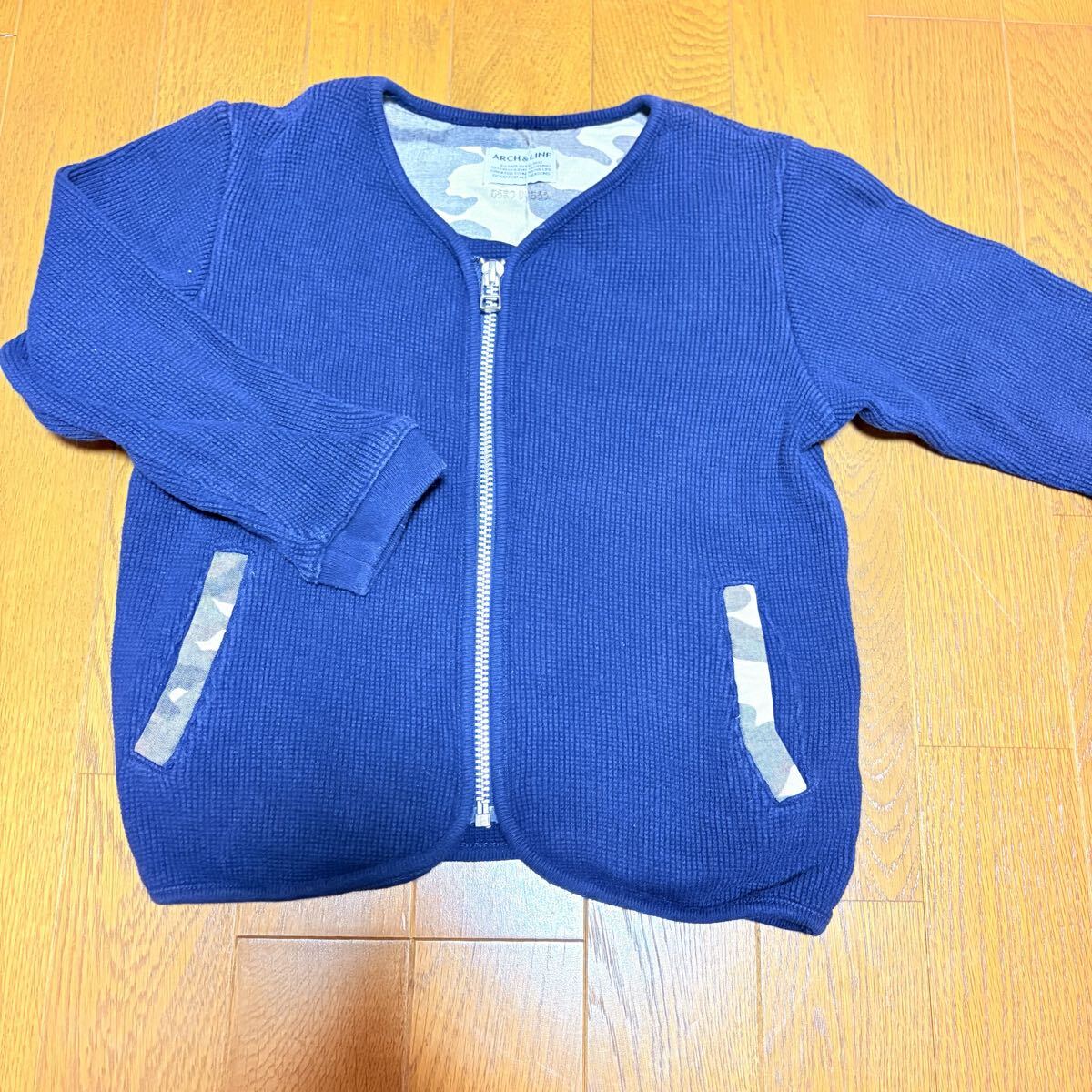 パーカー カーディガン 子供服 キッズ 115 グレー ネイビー アウター スウェット素材 ARCH&LINE ジップアップ_画像7