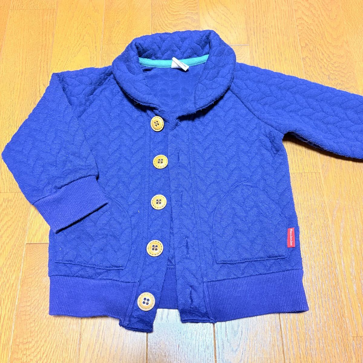 Moujonjon ネイビー キルティングアウター 90 キッズ 男の子 子供服 子ども ブルゾン ジャケット _画像1