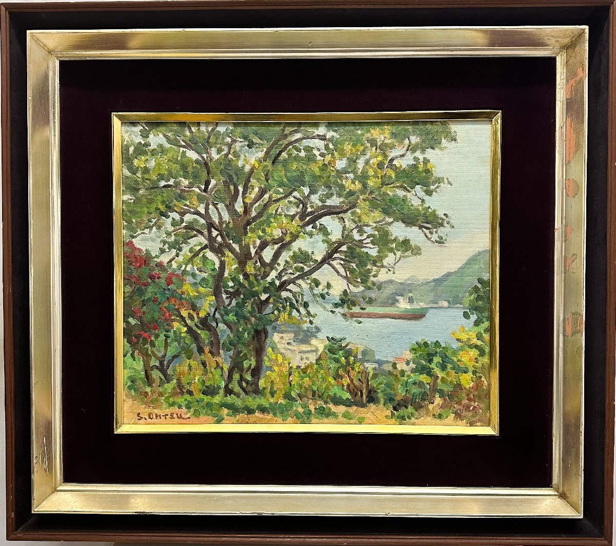 1円~真作 大津鎮雄「長崎風景」油彩 F8号 日展参与 一水会運営委員 師:安井曽太郎_画像1
