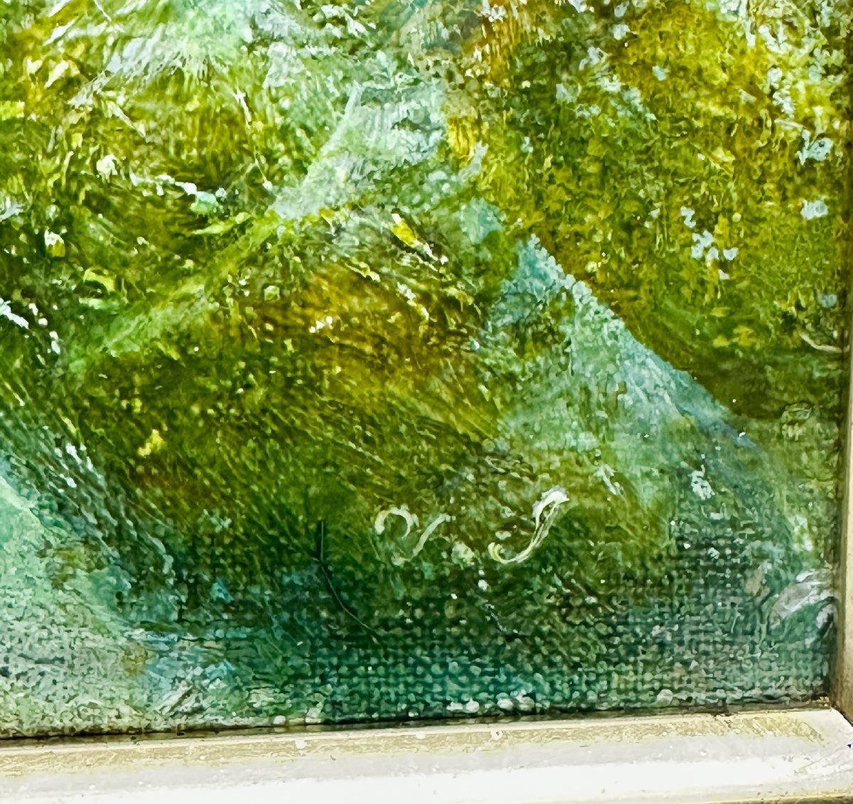 1円～真作 泉地靖雄 油彩6号「中世の館」1981年 額装 照明シール付き_画像8