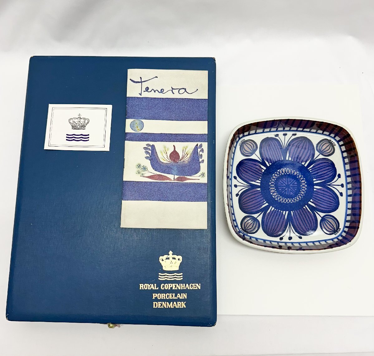 1円~未使用 ロイヤルコペンハーゲン テネラ 角皿 17cm 限定シリアルナンバー 専用箱付_画像1