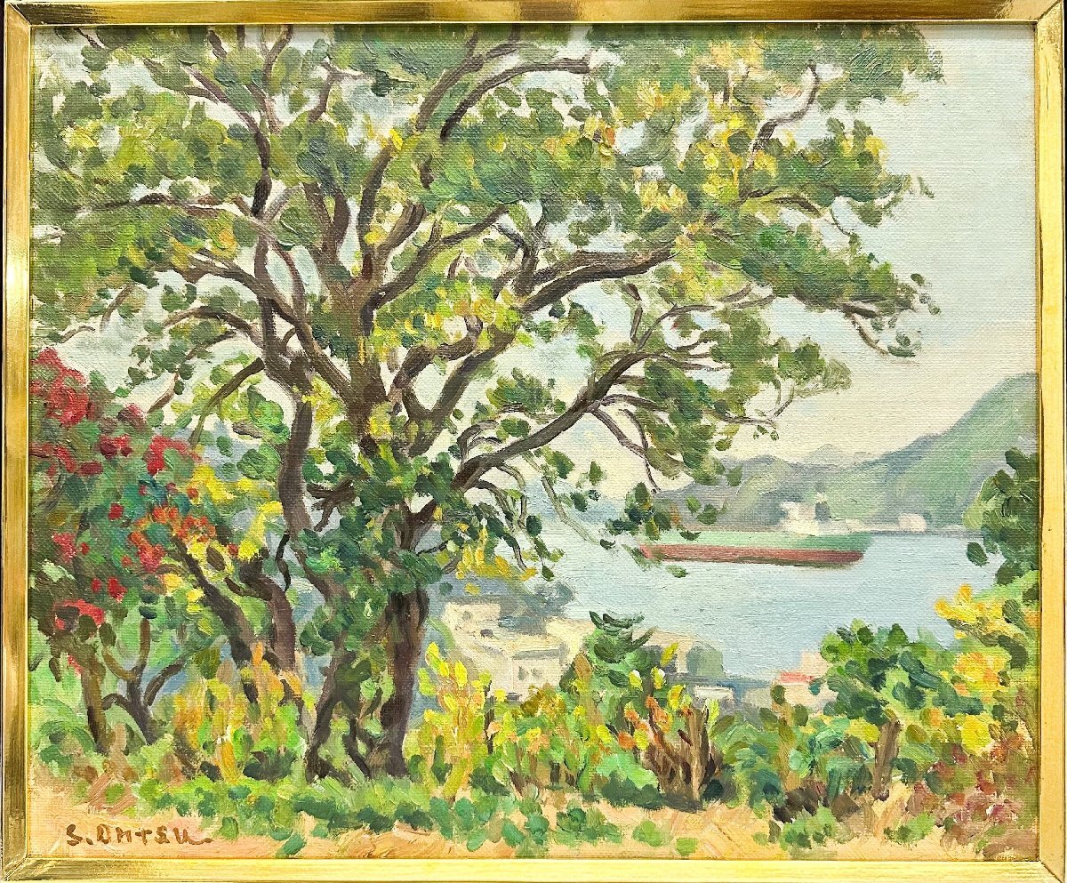1円~真作 大津鎮雄「長崎風景」油彩 F8号 日展参与 一水会運営委員 師:安井曽太郎_画像2