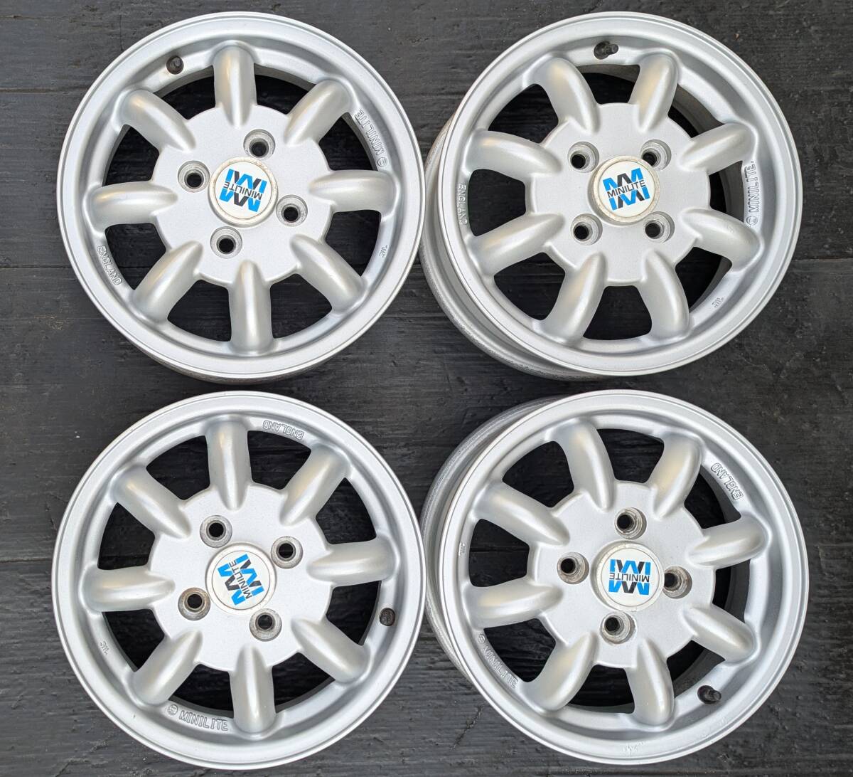 ★売り切り★希少★スバル MINILITE ミニライト 純正 PCD100 +45 4J ヴィヴィオプレオサンバーハイゼット 4本セット_画像1