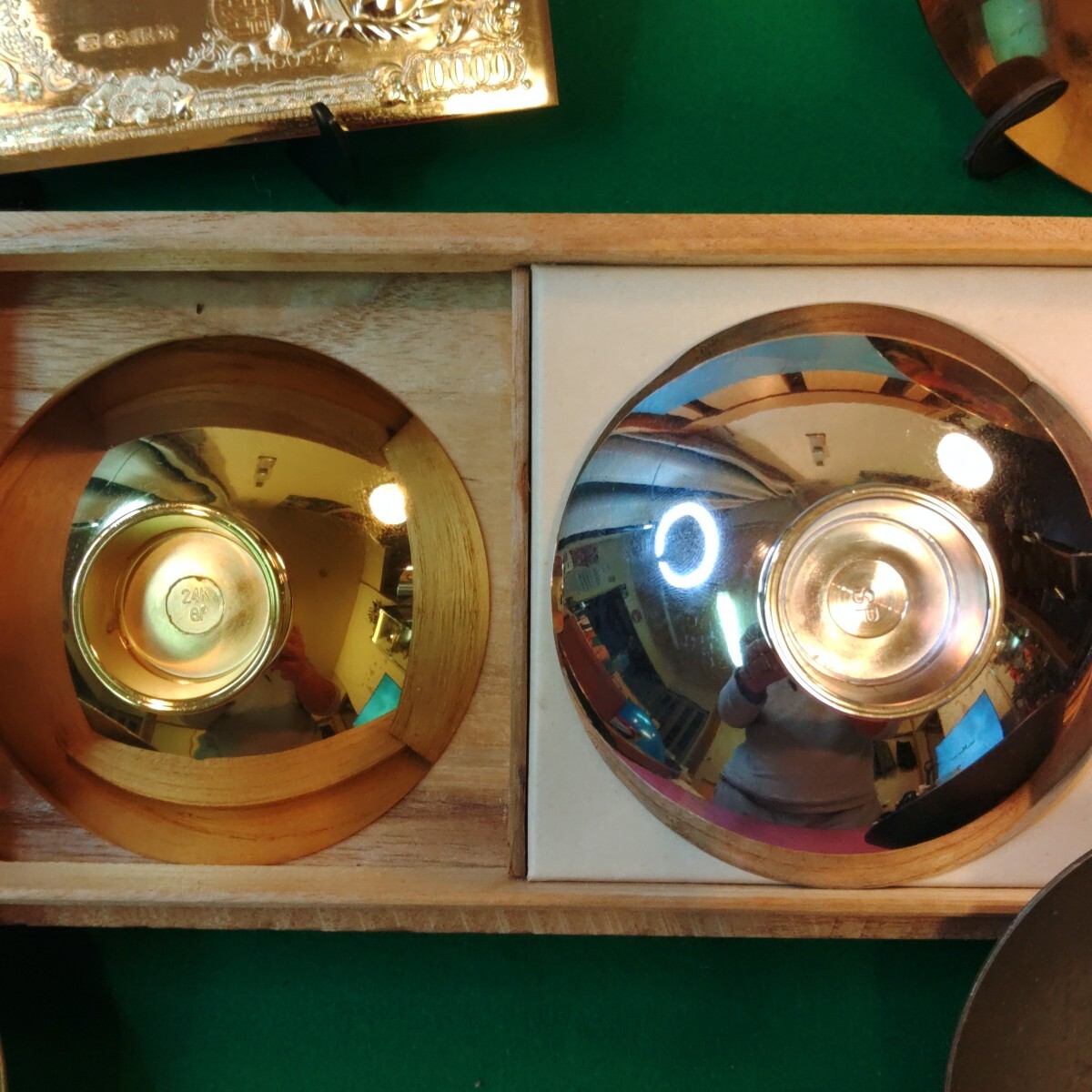 10,000円札を模した金色の工芸品及び金杯 24KGP 銀杯_画像5