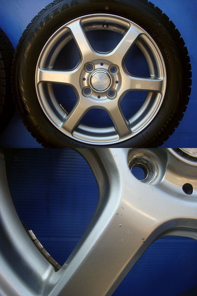 軽用 アルミ&22年製 155/65R14ブリヂストン・ブリザックVRX2 中古4本SET4.5J+45 N-BOX・N-ワゴン/タント・ムーブ/スペーシア_画像3