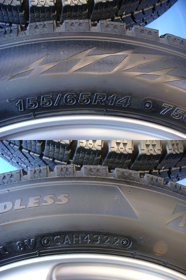 軽用 アルミ&22年製 155/65R14ブリヂストン・ブリザックVRX2 中古4本SET4.5J+45 N-BOX・N-ワゴン/タント・ムーブ/スペーシア_画像9