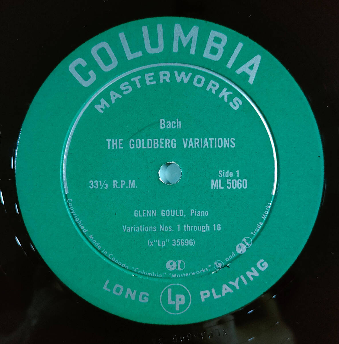 加COLUMBIA ML5060 バッハ：ゴールドベルク変奏曲　G.グールド　カナダプレス緑　世界初版_画像5
