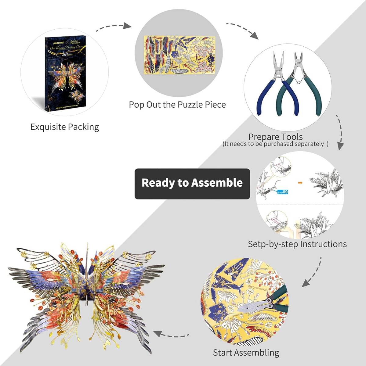 立体メタルパズル 金属モデルキット 紫 千羽鶴_画像5