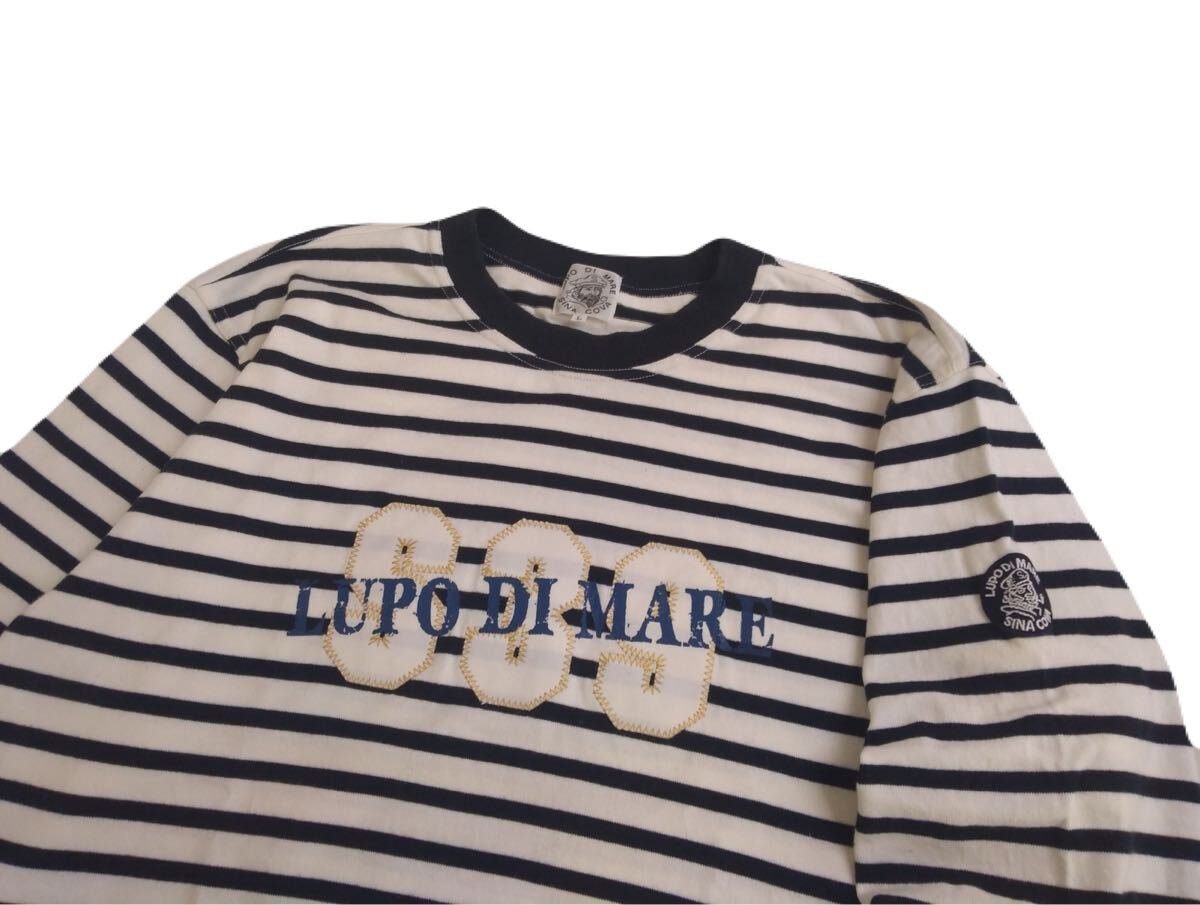 美品 最高級 SINA COVA 蓄熱保温 マリンボーダー 少し薄手 刺繍ワッペン スウェット トレーナー メンズL シナコバ 日本製 カプリ 2511308_画像2