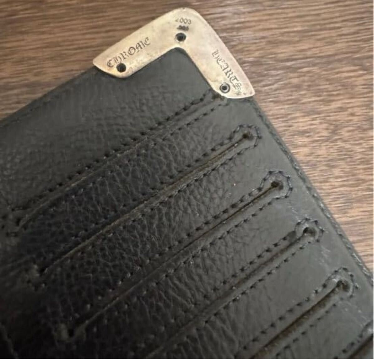 クロムハーツ CHROME HEARTS シングルフォールド レザー ウォレット TIPS 長財布 財布 札入れ ブラック_画像6
