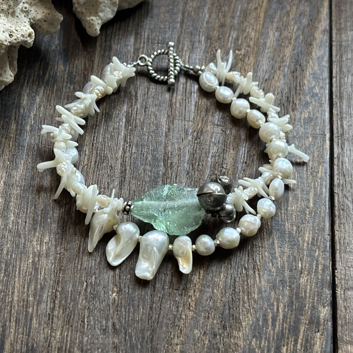 afgani Stan . земля Древний Рим n стакан Vintage жемчужно-белый коралл 2 полосный браслет