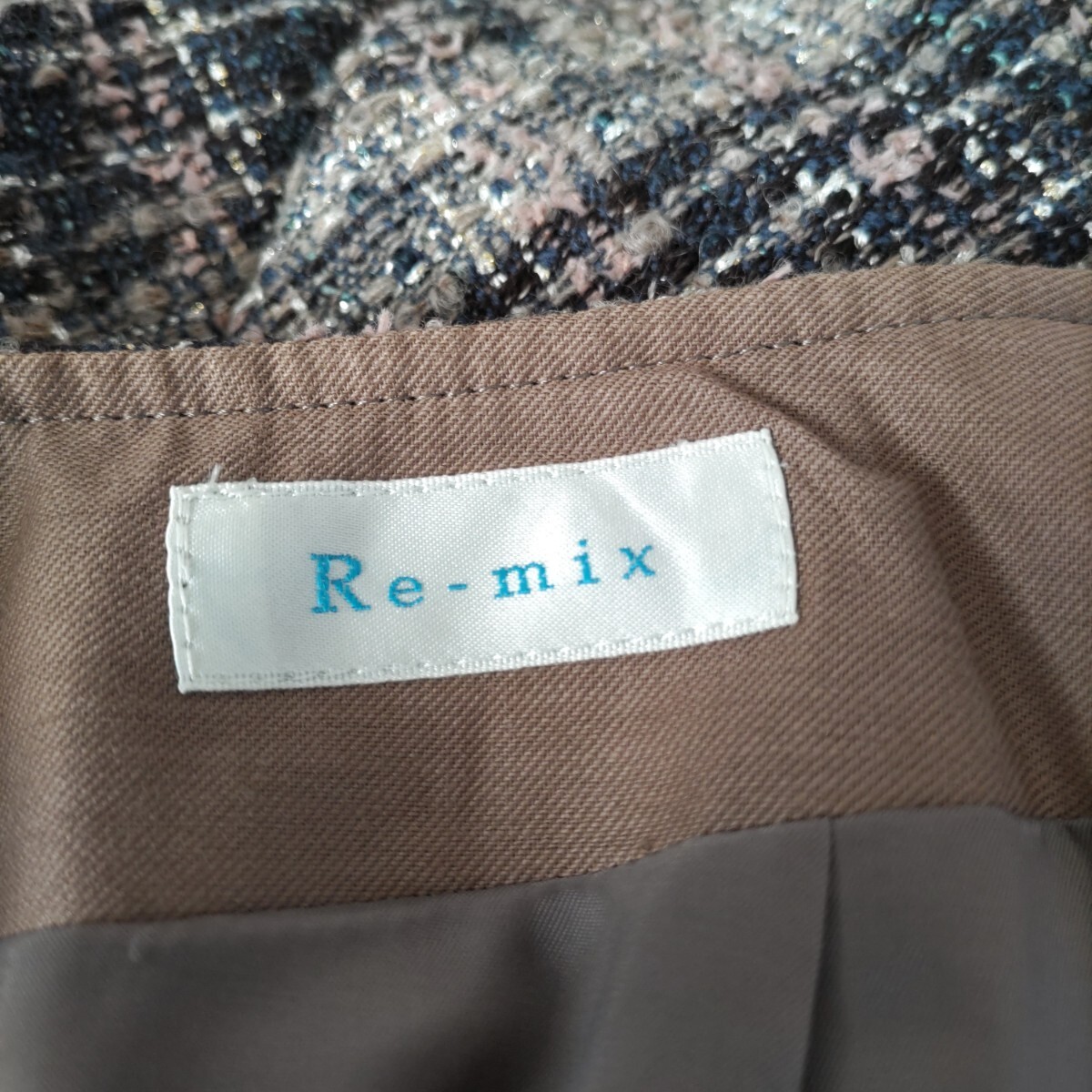 送料無料*未使用【Re-mix】スカート 40 Lサイズ ツイード素材 大人可愛い ウール混_画像4
