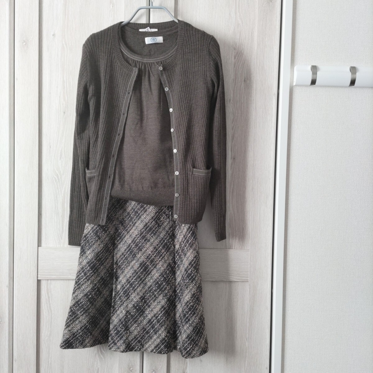 送料無料*未使用【Re-mix】スカート 40 Lサイズ ツイード素材 大人可愛い ウール混_画像5