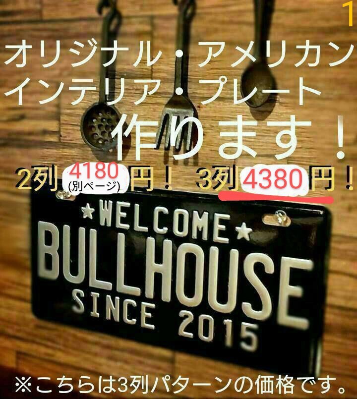 (オリジナル作成)アメリカン・インテリア・プレート(車ナンバー 3列)作ります! / 看板 表札 ペット 撮影用ナンバー ブリキ 凹凸 _画像1