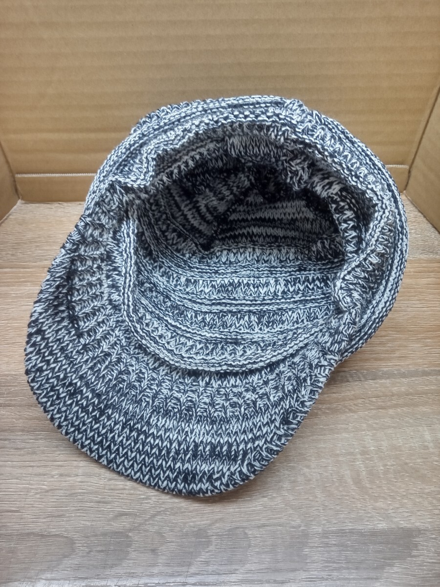 【送料無料 即決】(新品)ニットキャス / ニット キャスケット / ツバ付きニット (白黒ミックスカラー)帽子 / 男女兼用 秋冬春 ニット帽_画像6