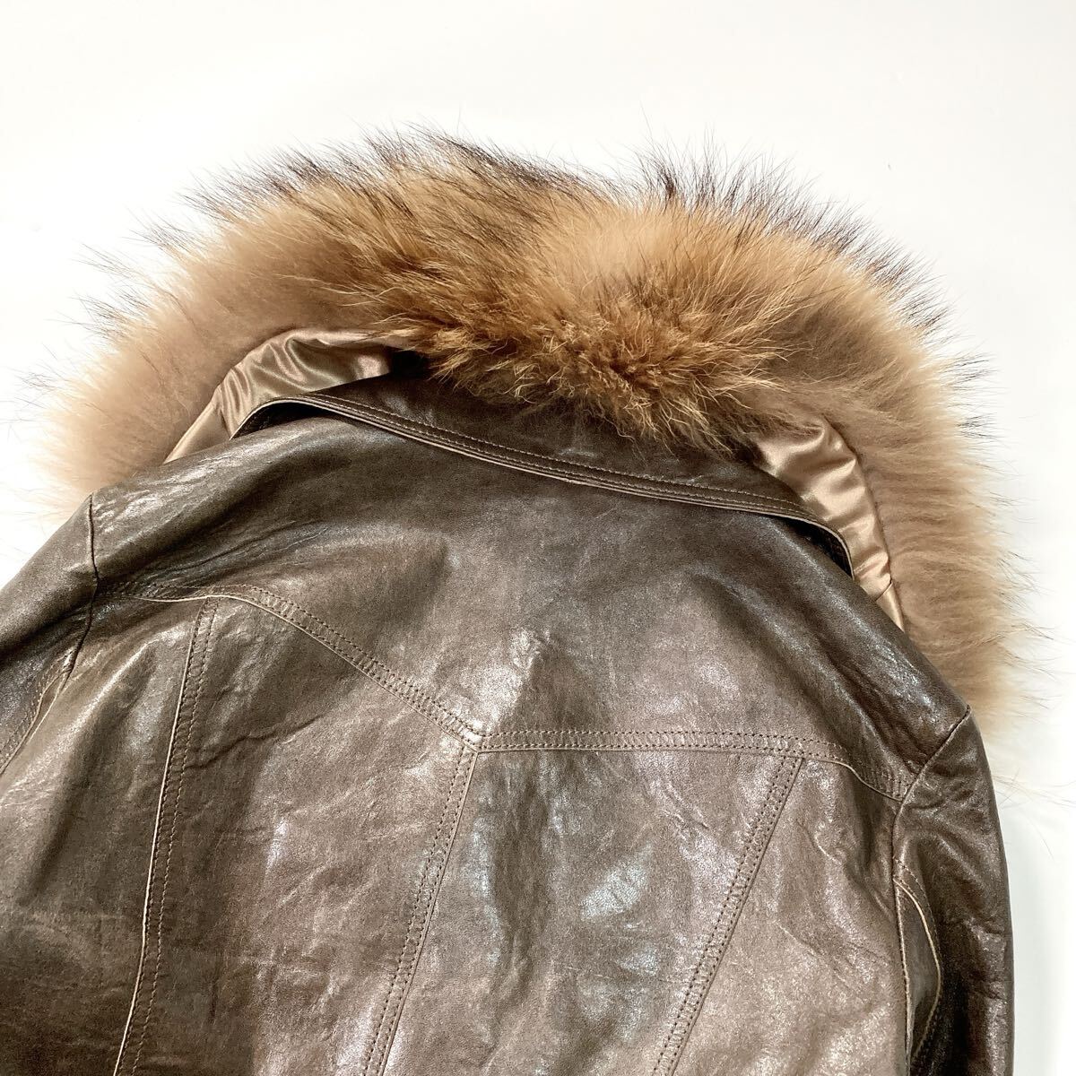 RITSUKO SHIRAHAMA リツコシラハマ レザー ジャケット ショート丈 ファー 1 S レディース B112504-74_画像6