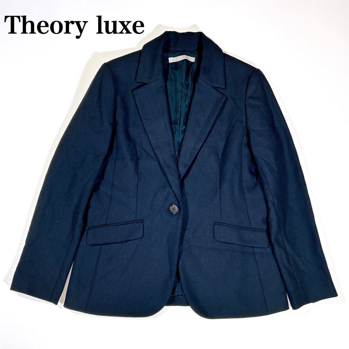 Theory luxe セオリーリュクス テーラードジャケット 長袖 ネイビー 40 L レディース C112504-30_画像1