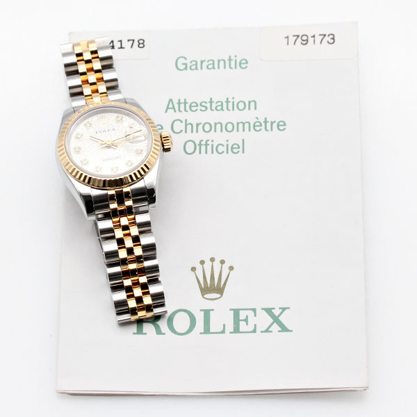 ロレックス ROLEX デイトジャスト 179173G 彫りコンピューター F番 SS/YG 10Pダイヤ レディース腕時計 自動巻き 女性 プレゼント ブランド_画像9
