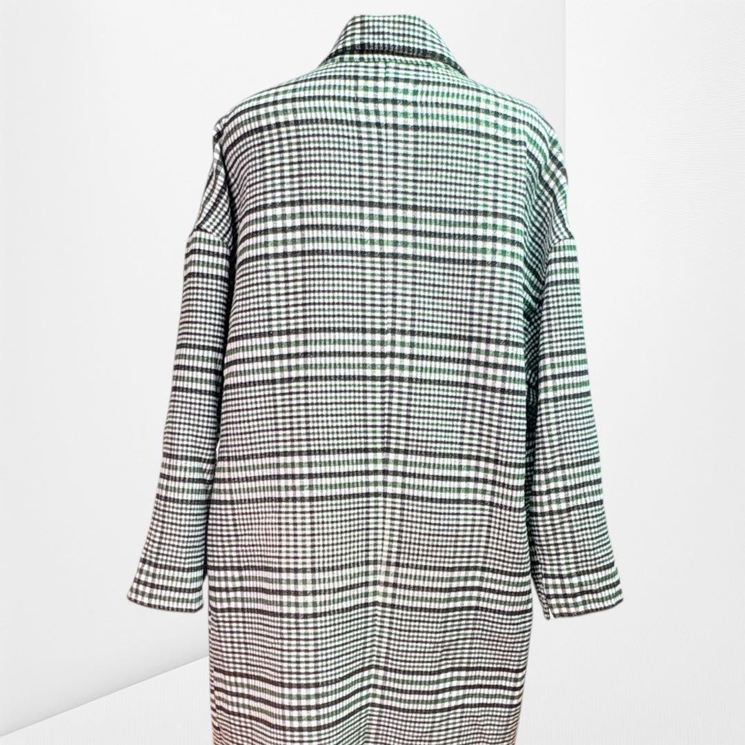 【アズールバイマウジー】 チェック柄 ロングコート ゆったりシルエット S 85D3D6_画像4