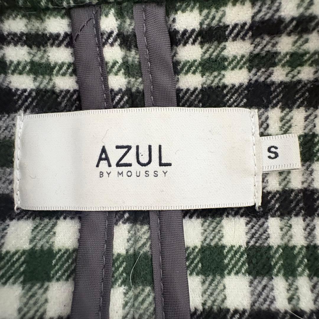 【アズールバイマウジー】 チェック柄 ロングコート ゆったりシルエット S 85D3D6_画像10