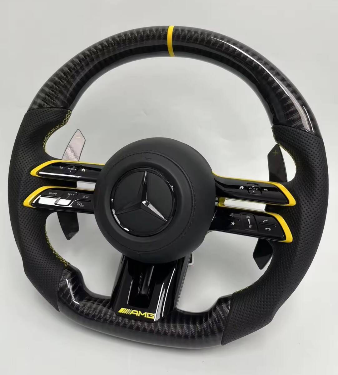 ★特注未使用品★リアルカーボン&パンチングレザーステアリング本体★適合車種：ベンツ/W206、W223、W213、W238、W177、W257、W297、EQS_画像10