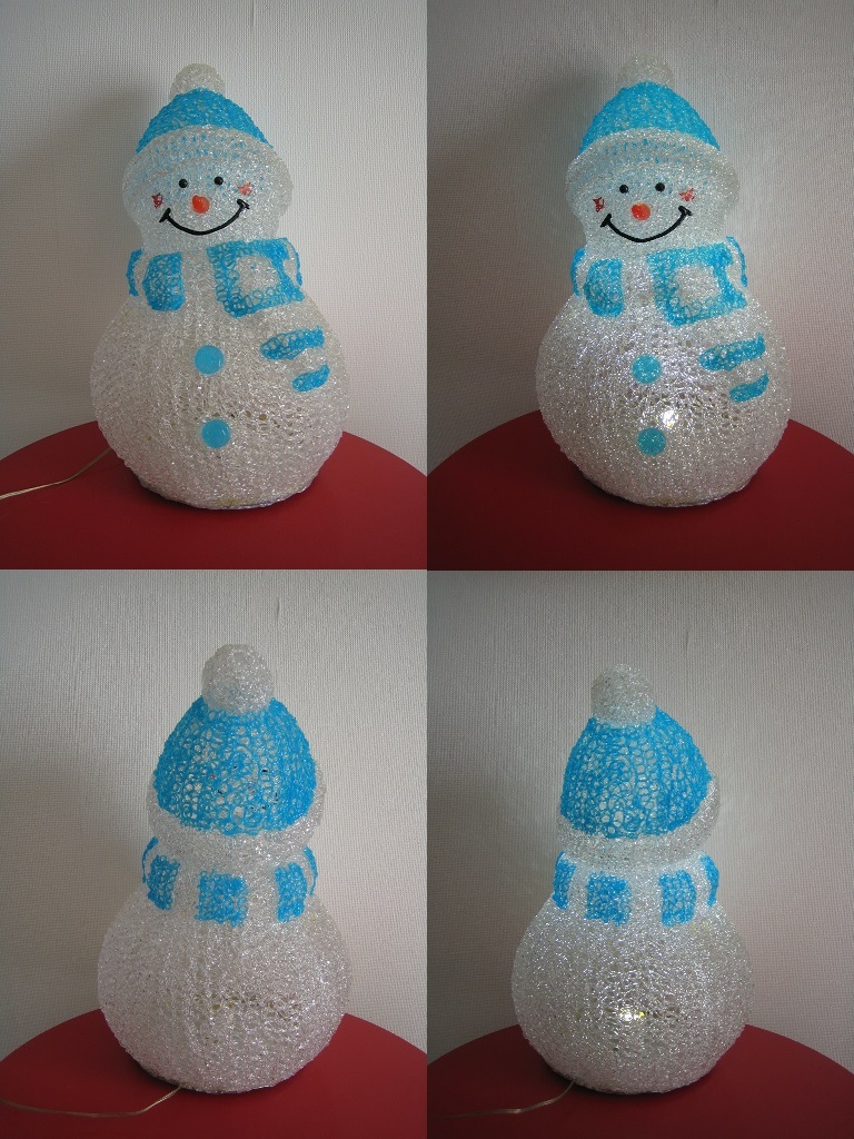 USED ☆ ライト付 スノーマン　3Dクリスタルモチーフ ☆ 雪だるま　タカショー　イルミネーション_画像2