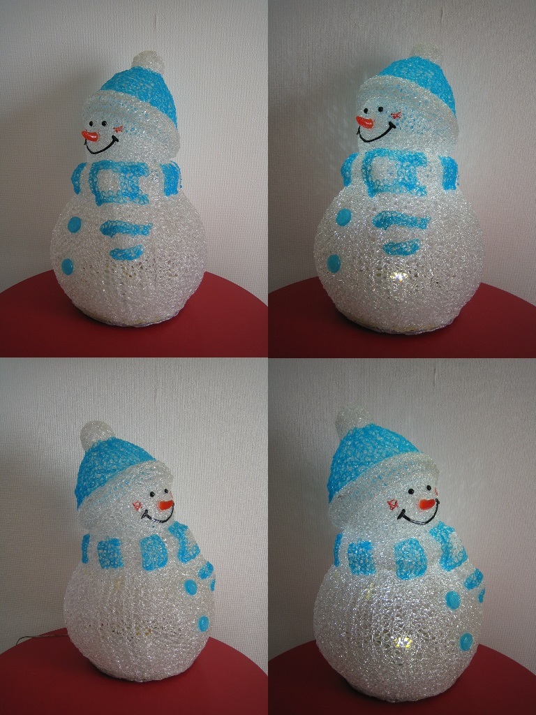 USED ☆ ライト付 スノーマン　3Dクリスタルモチーフ ☆ 雪だるま　タカショー　イルミネーション_画像3