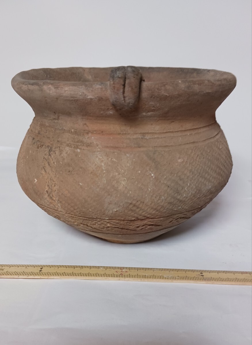 縄文土器浅鉢　縄文土器　浅鉢　甕（？）　縄文時代　中期～後期　平底　縄文　沈線　波状文（？）　黒斑　関東地方_画像2