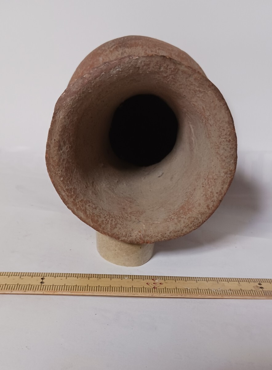 弥生土器長頸壺　完品　弥生土器 長頸壺　弥生時代中期　褐色　顔料　黒斑　平底　関東地方_画像6
