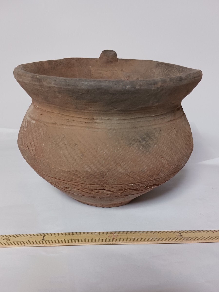縄文土器浅鉢　縄文土器　浅鉢　甕（？）　縄文時代　中期～後期　平底　縄文　沈線　波状文（？）　黒斑　関東地方_画像4